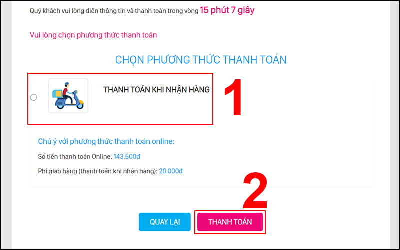 Hoàn tất thủ tục thanh toán